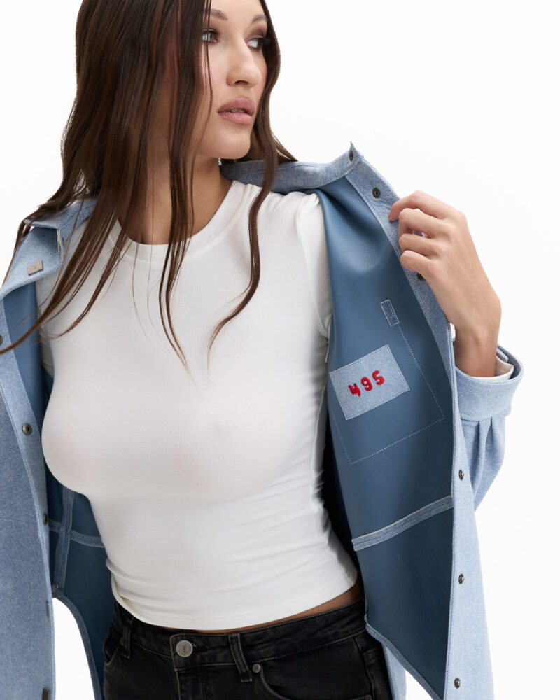 Denim Leather Shirt - Image 12