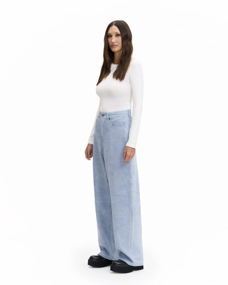 Denim Leather Pants - Image 3