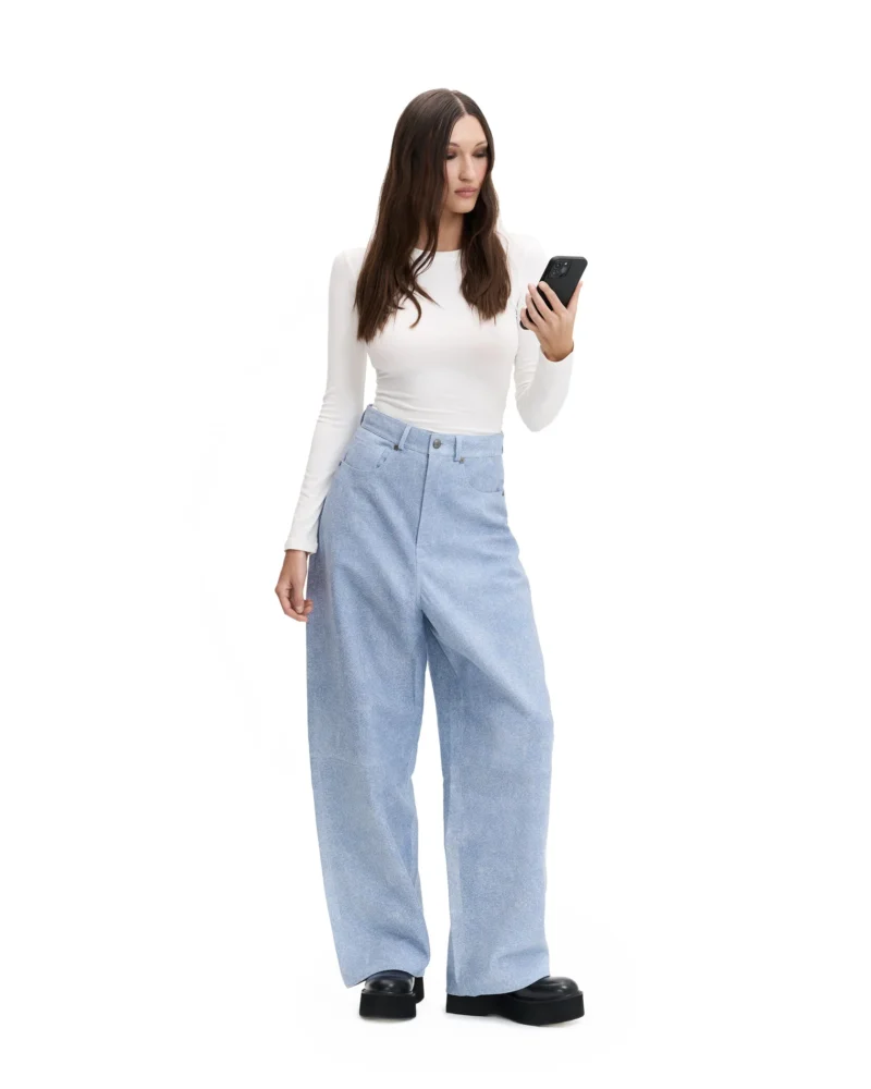 Denim Leather Pants